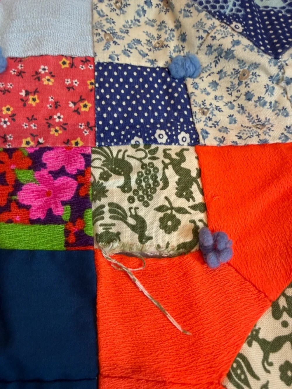 Vintage Hand Stitched Multicolor Patchwork Quilt - Cutter Quilt
